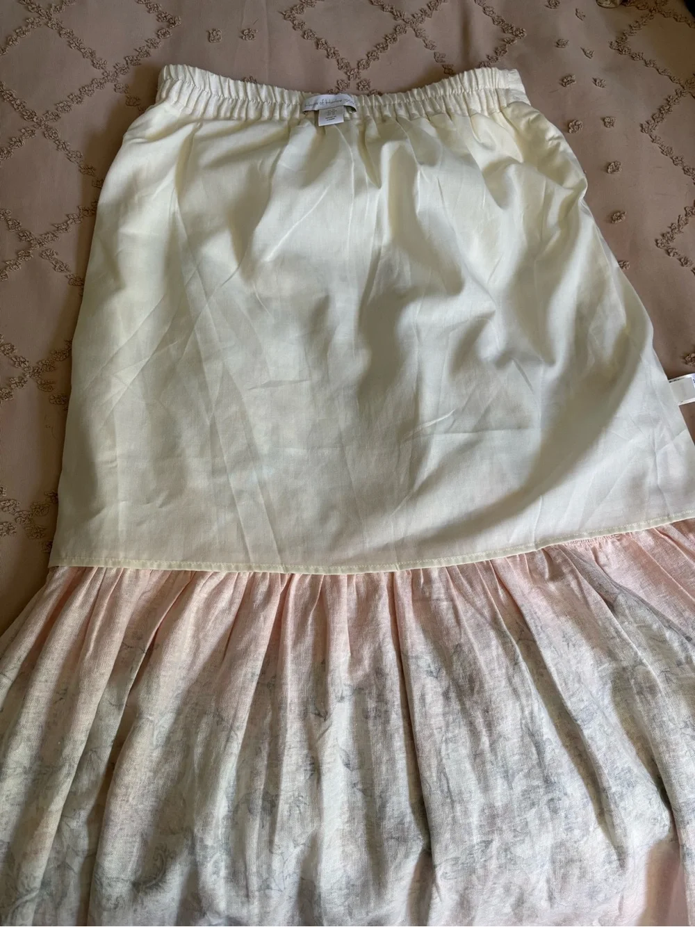 House of Harlow 1960 Floral Linen Blend Maxi Skirt Peach Pink M - Picture 5 of 8